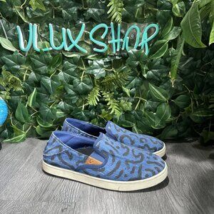 OLUKAI Blue Printed Casual Slip On Kahu Pow Wow Sneakers Mens 8.5